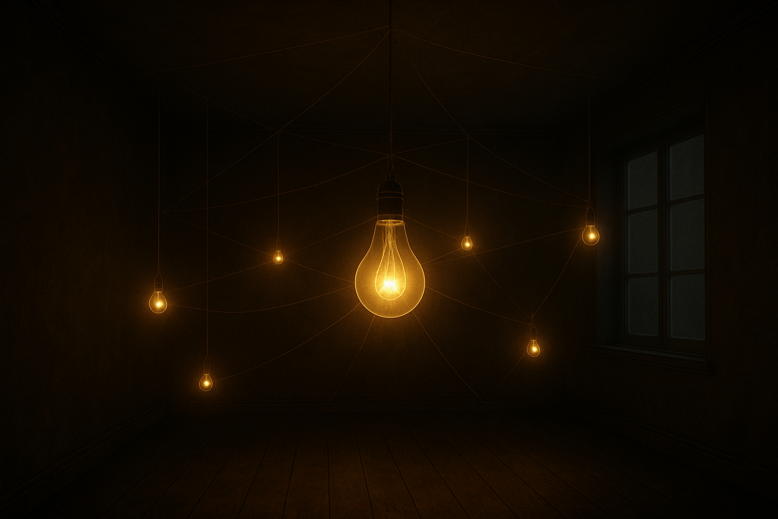 Illustration of lightbulbs connected in a network